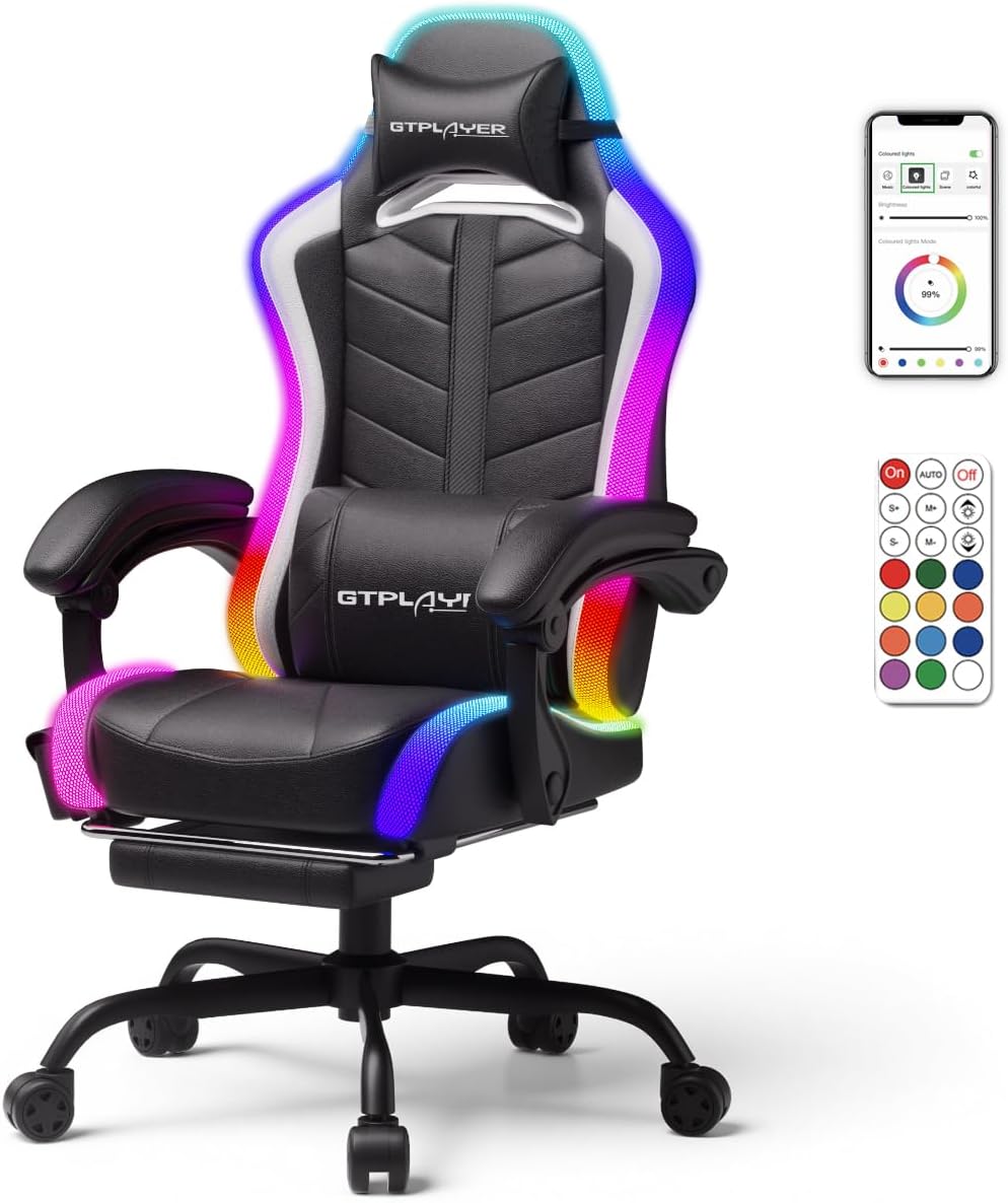Gaming Speaker - RGB LED Gaming Chair with Bluetooth