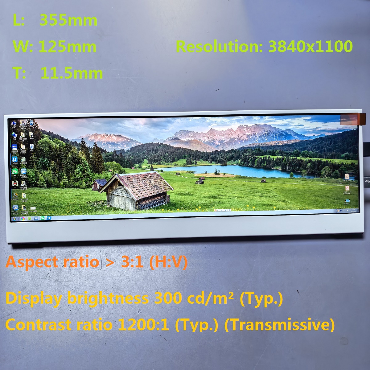 Pc Gaming Ultrawide Monitor - 14 inch 4K Ultra Wide Bar
