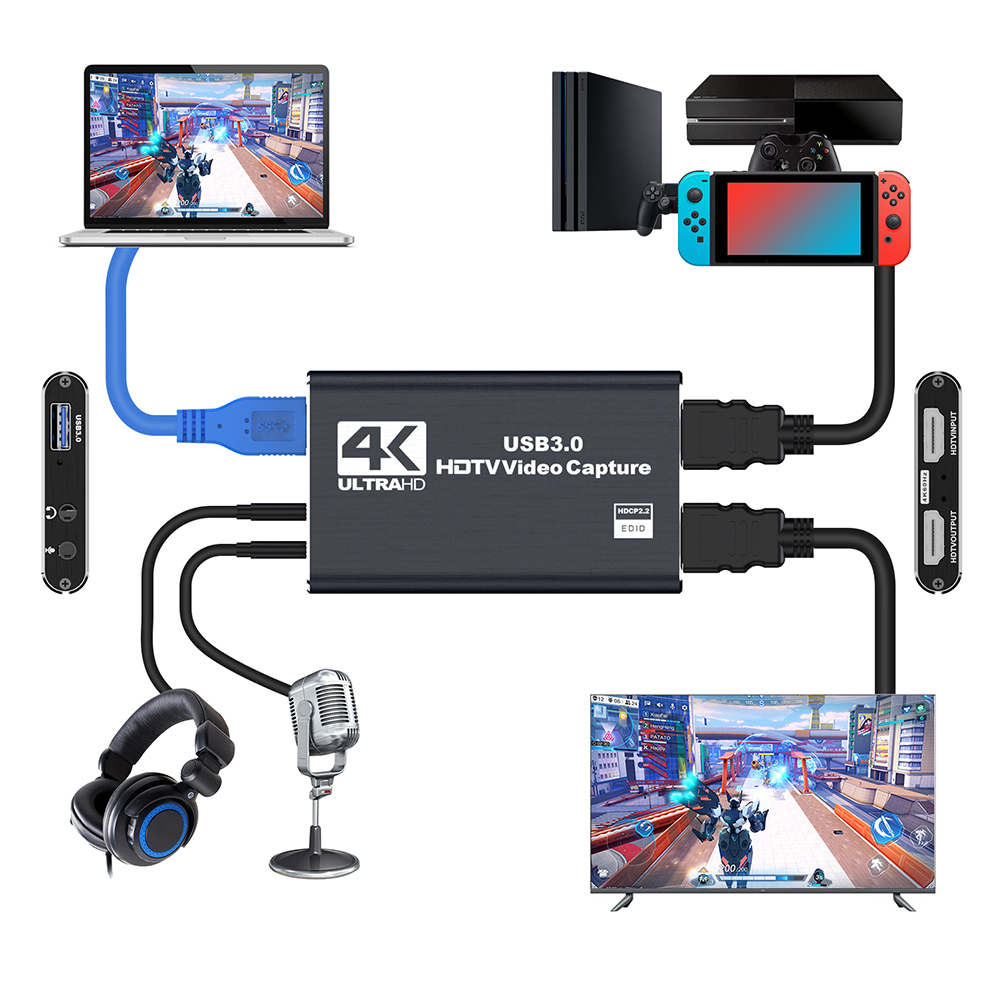 Pc Gaming Live Streaming - USB 3.0 4K HDMI-Compatible Capture Card