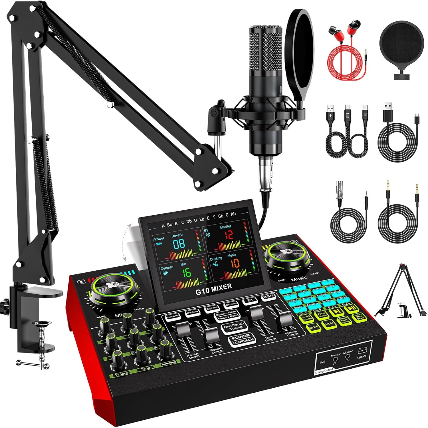 Pc Gaming Live Streaming - Tenlamp Podcast Equipment with 3.5mm Condenser