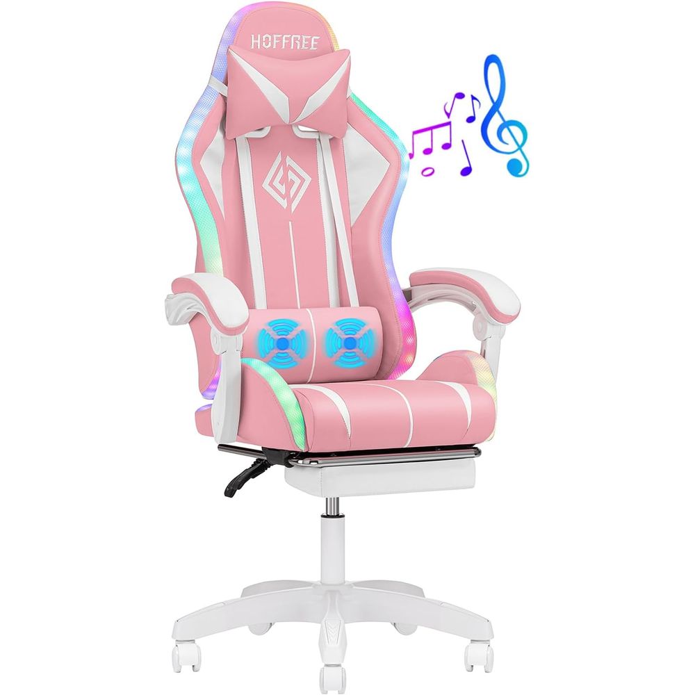 Gaming Speaker - Ergonomic High-Back Gaming Chair with LED