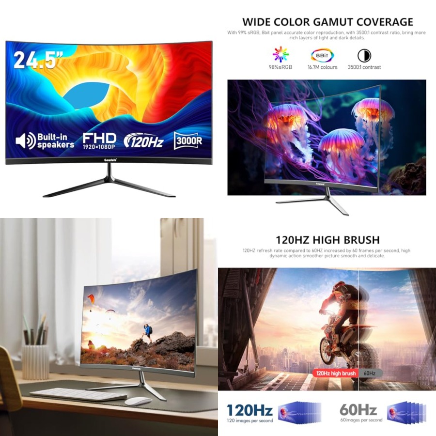 Gaming Speaker - Gaming Curved Monitor Built-in Speakers, 3000R