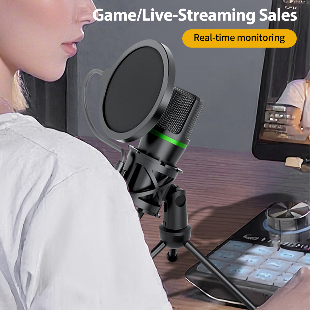 Condenser Microphone USB Wired - Pc Gaming Live Streaming review and price