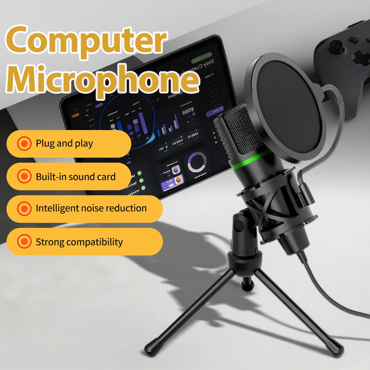 Condenser Microphone USB Wired - Pc Gaming Live Streaming review and price