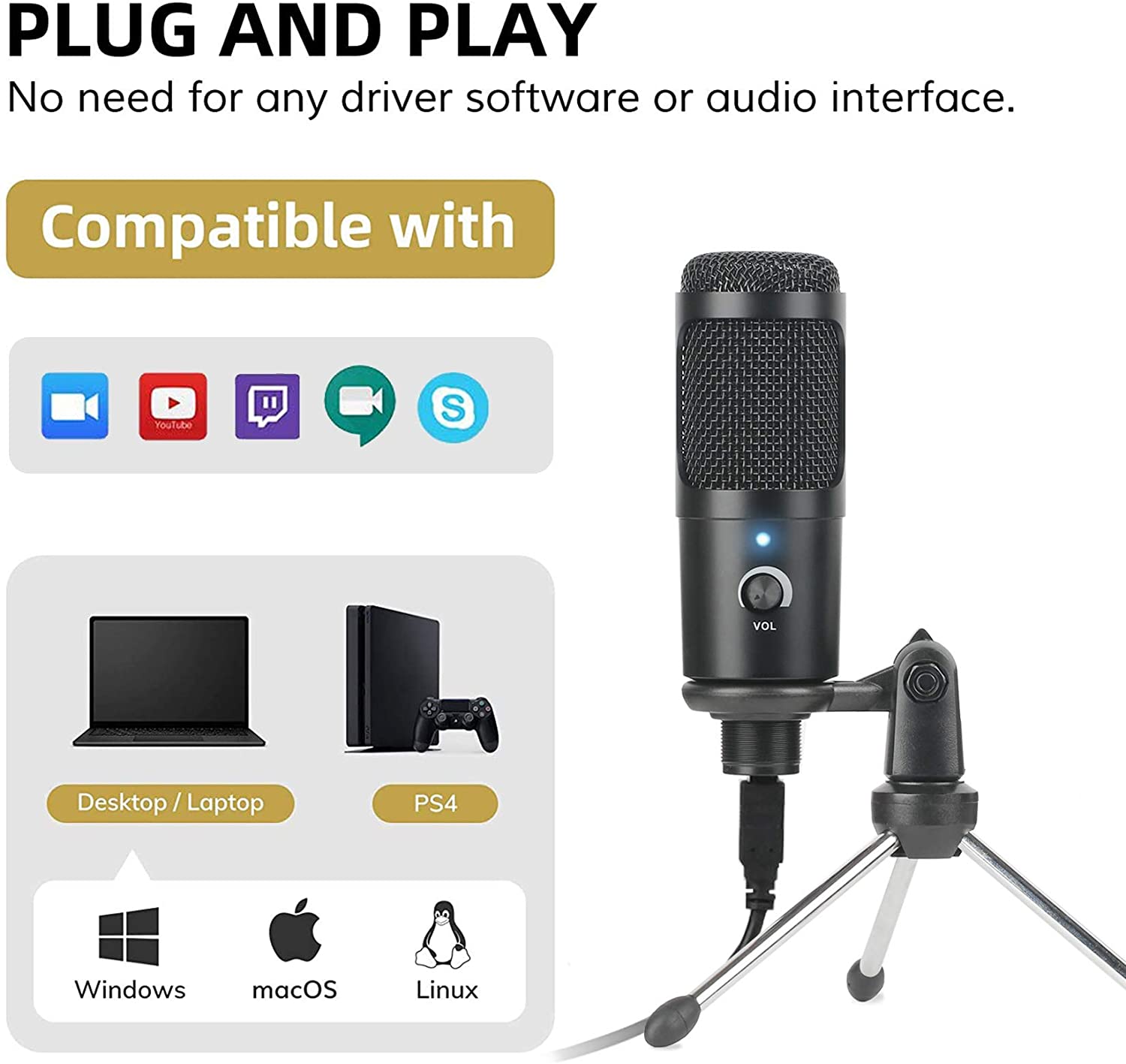 USB Condenser Microphone Recor - Pc Gaming Live Streaming review and price