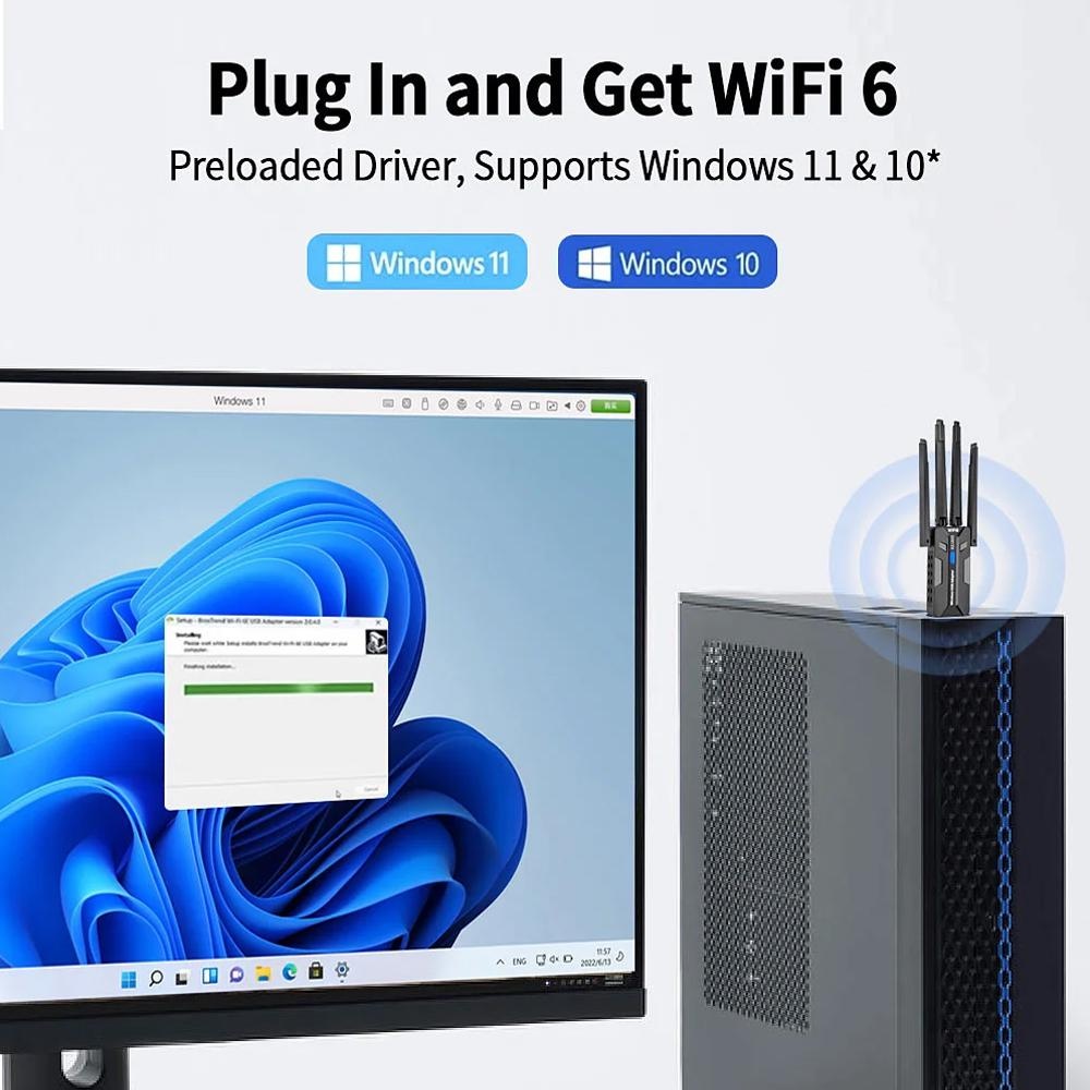 WiFi 6 USB Adapter 1800Mbps Du - Pc Gaming Laptop review and price